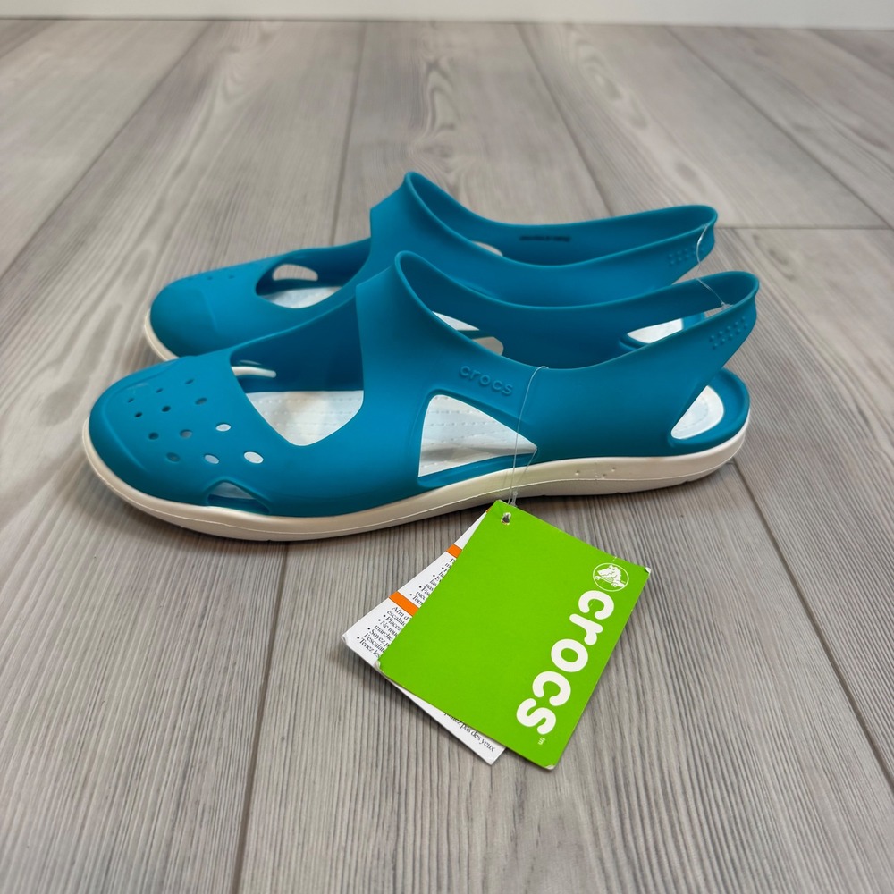 Crocs Swiftwater Wave W Electric Blue Flat Sandals 203995-404 Womens 10 NEW